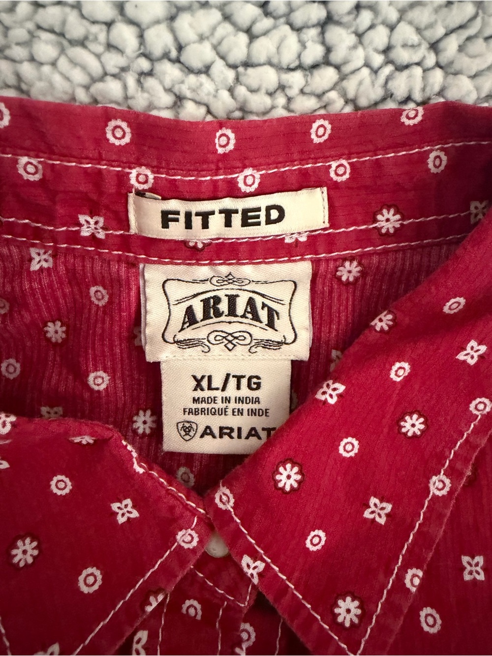 Ariat Red Long-Sleeve Button-Down Shirt with White Dot Print - Picture 4 of 5